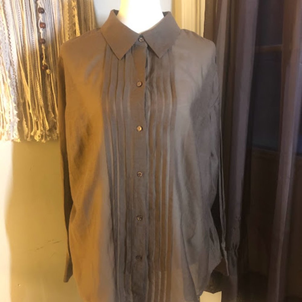 Semi-sheer Kate Hill brown blouse - size 16W